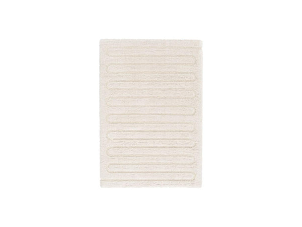 Cyrello - Tapis Poils Longs - Motif Graphique - Ecru