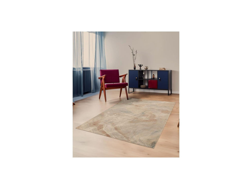 Riviere - Tapis Poils Ras - Motif Abstrait - Bleu