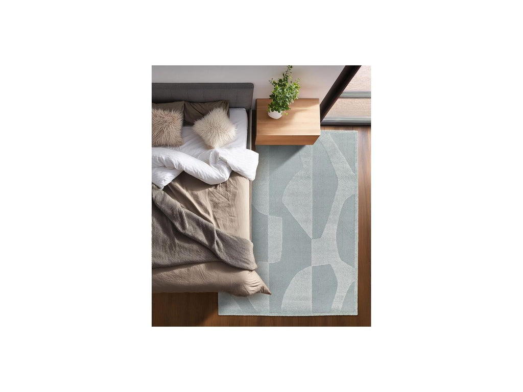 Elior - Tapis Poils Courts - Motif Abstrait - Bleu
