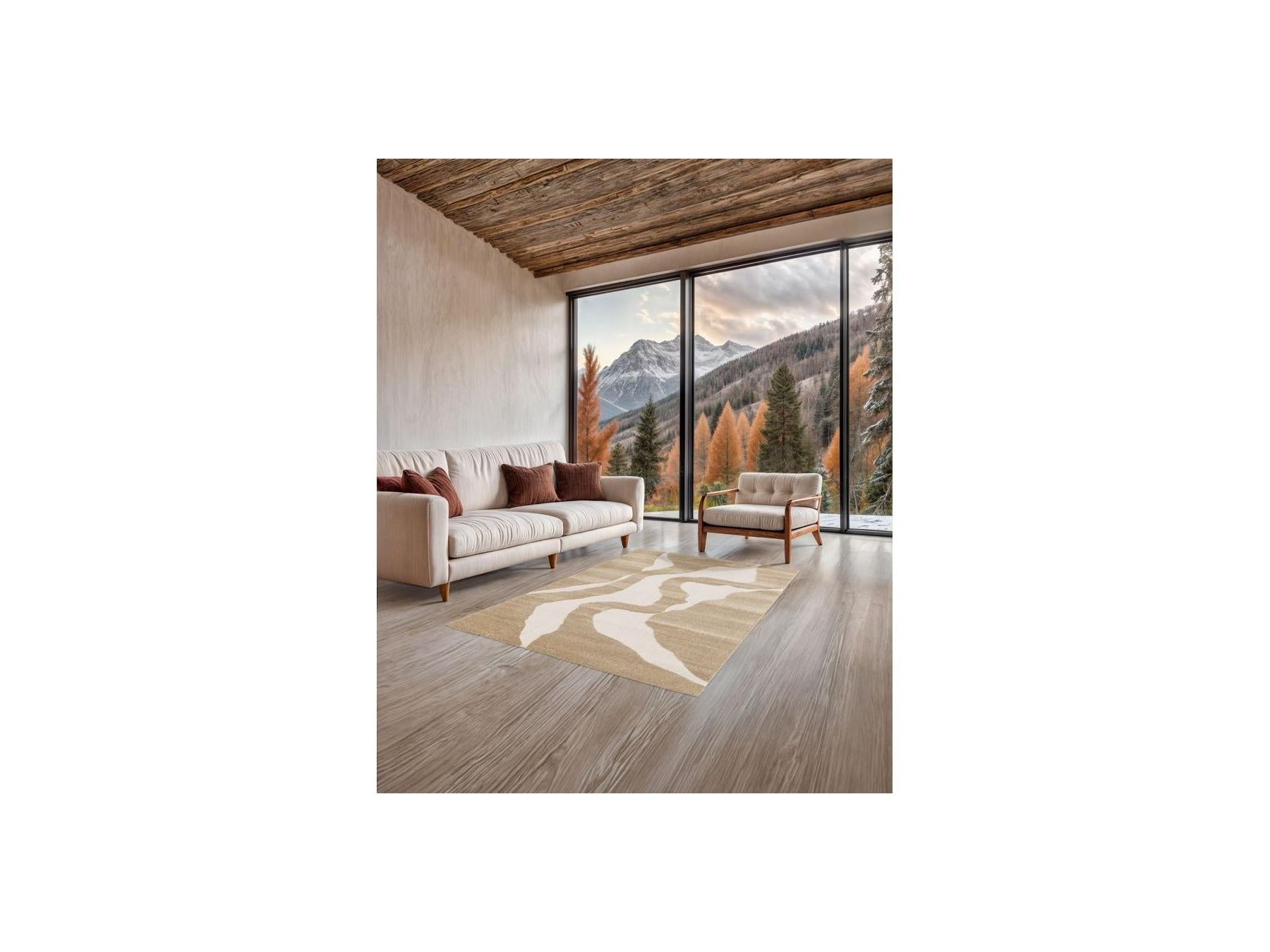 Colas - Tapis Poils Courts - Motif Abstrait - Marron