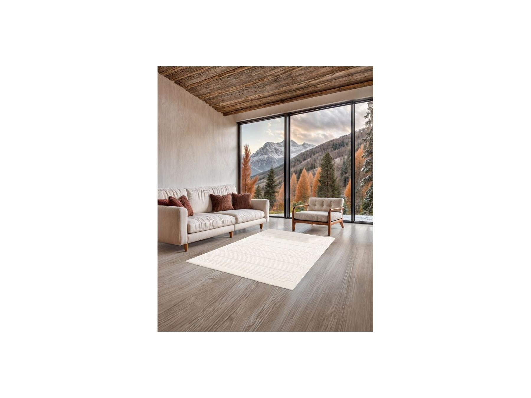 Iago - Tapis Poils Courts - Motif Graphique - Beige
