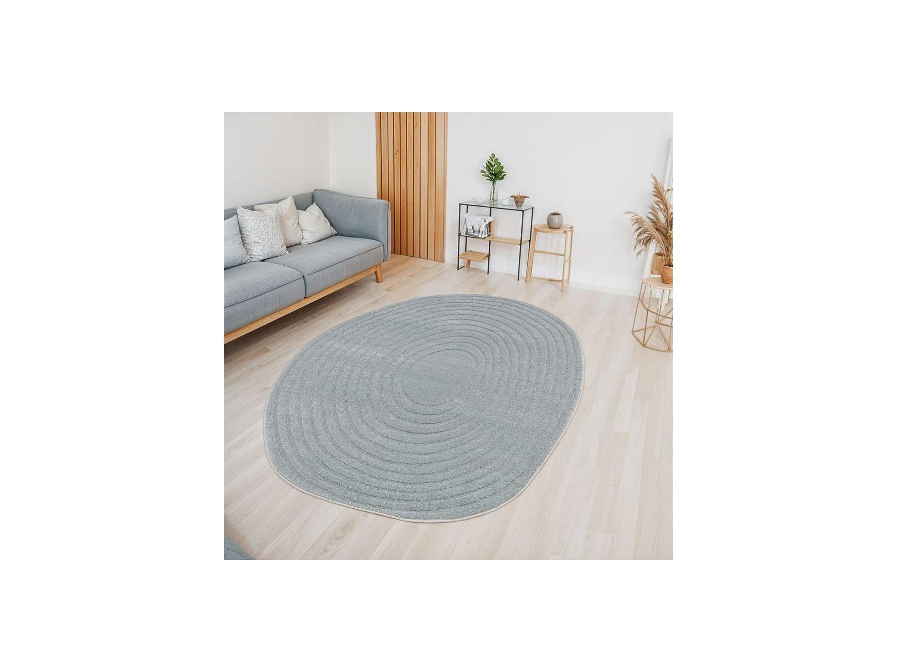Briac - Tapis Poils Courts - Motif Géométrique - Bleu