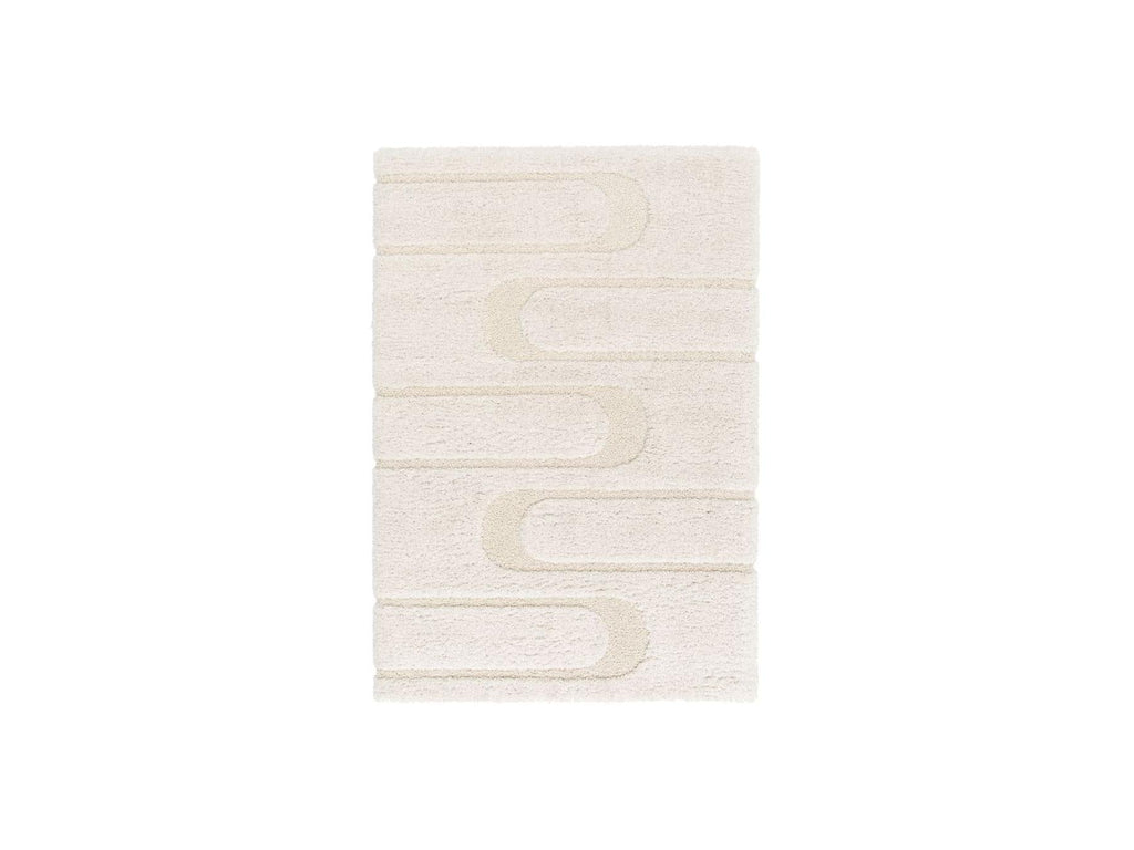 Caleb - Tapis Poils Longs - Motif Graphique - Ecru