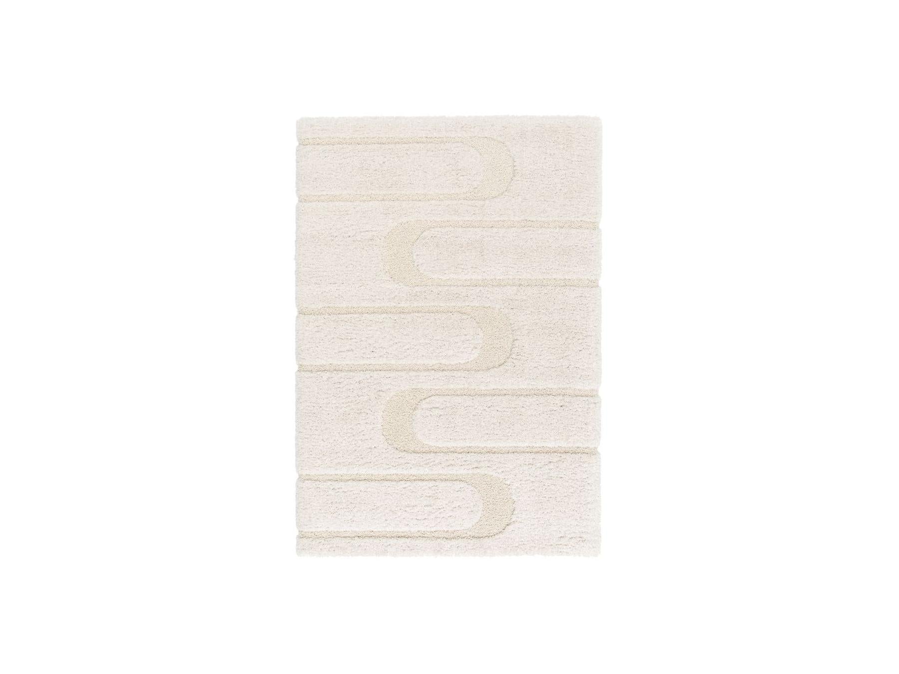 Caleb - Tapis Poils Longs - Motif Graphique - Ecru