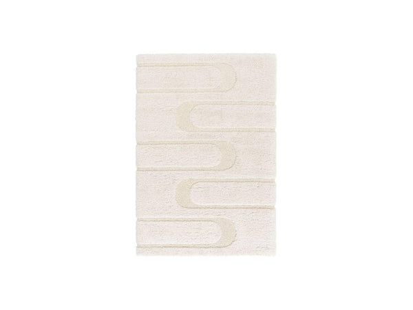 Caleb - Tapis Poils Longs - Motif Graphique - Ecru