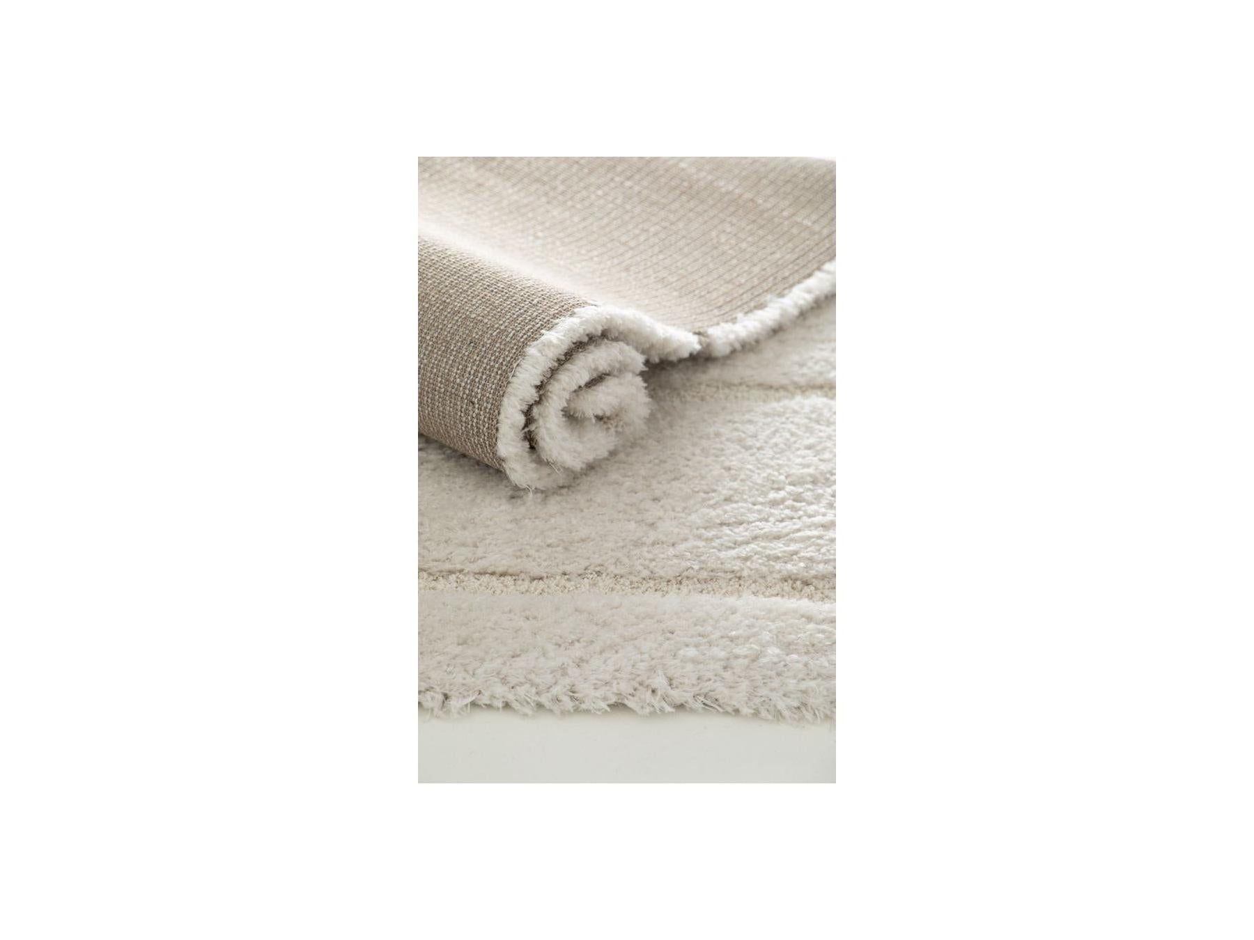 Caleb - Tapis Poils Longs - Motif Graphique - Ecru