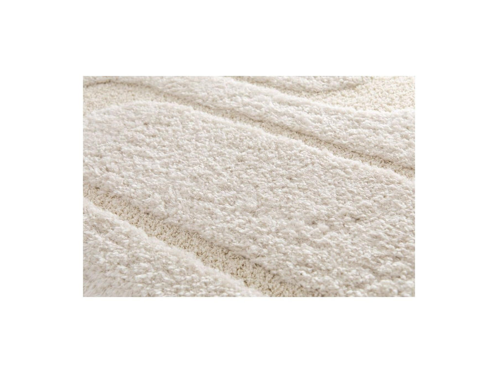 Caleb - Tapis Poils Longs - Motif Graphique - Ecru
