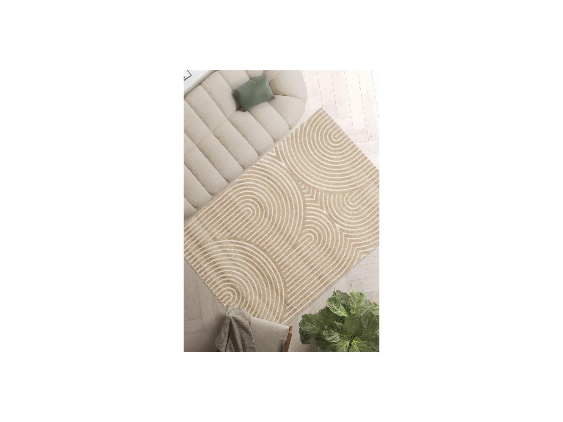 Herve - Tapis Poils Ras - Motif Abstrait - Marron