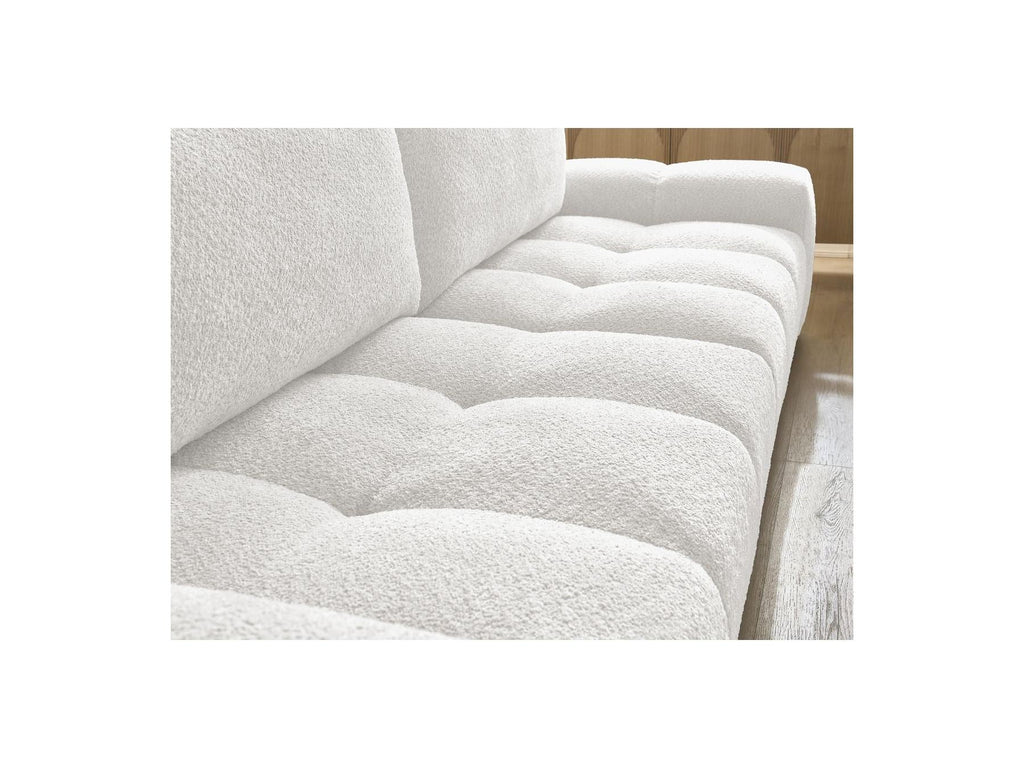 Anakin - Canapé Droit Fixe 3 Places - Tissu Bouclette - 2 Coussins