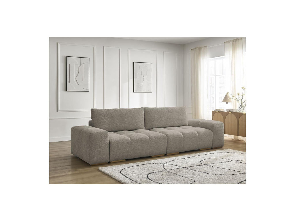 Anakin - Canapé Droit Fixe 3 Places - Tissu Bouclette - 2 Coussins