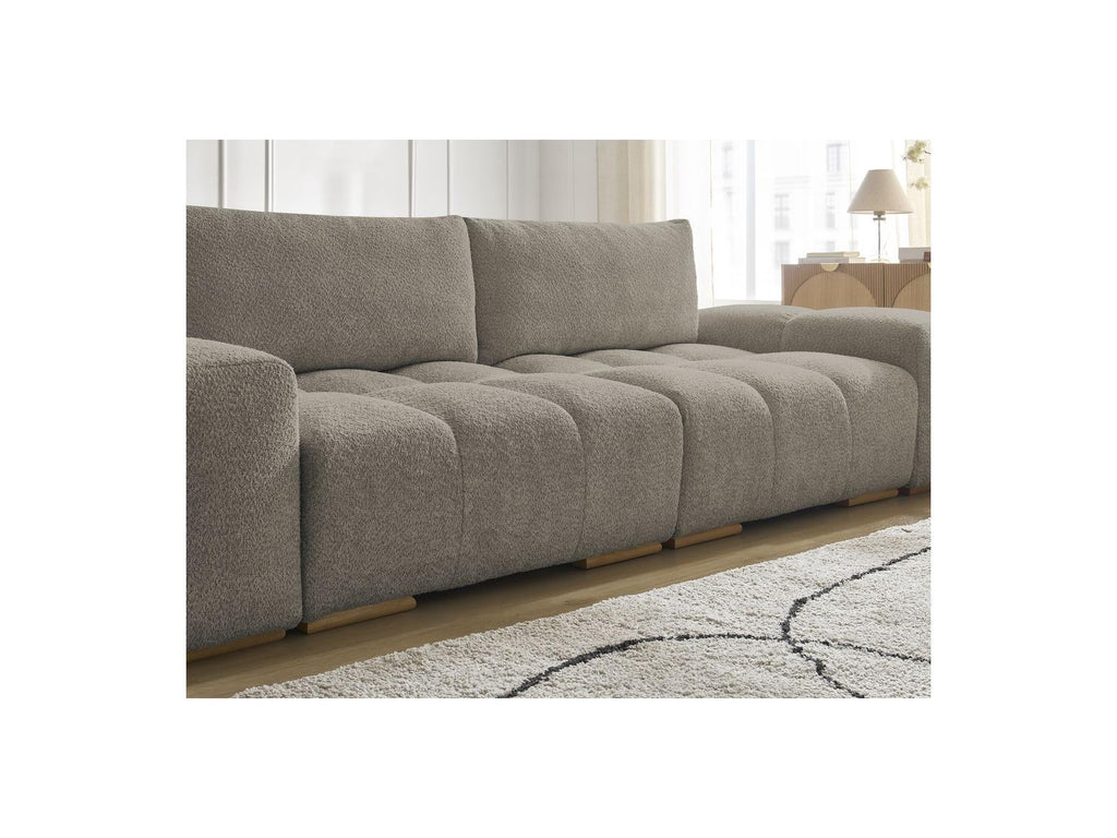 Anakin - Canapé Droit Fixe 3 Places - Tissu Bouclette - 2 Coussins