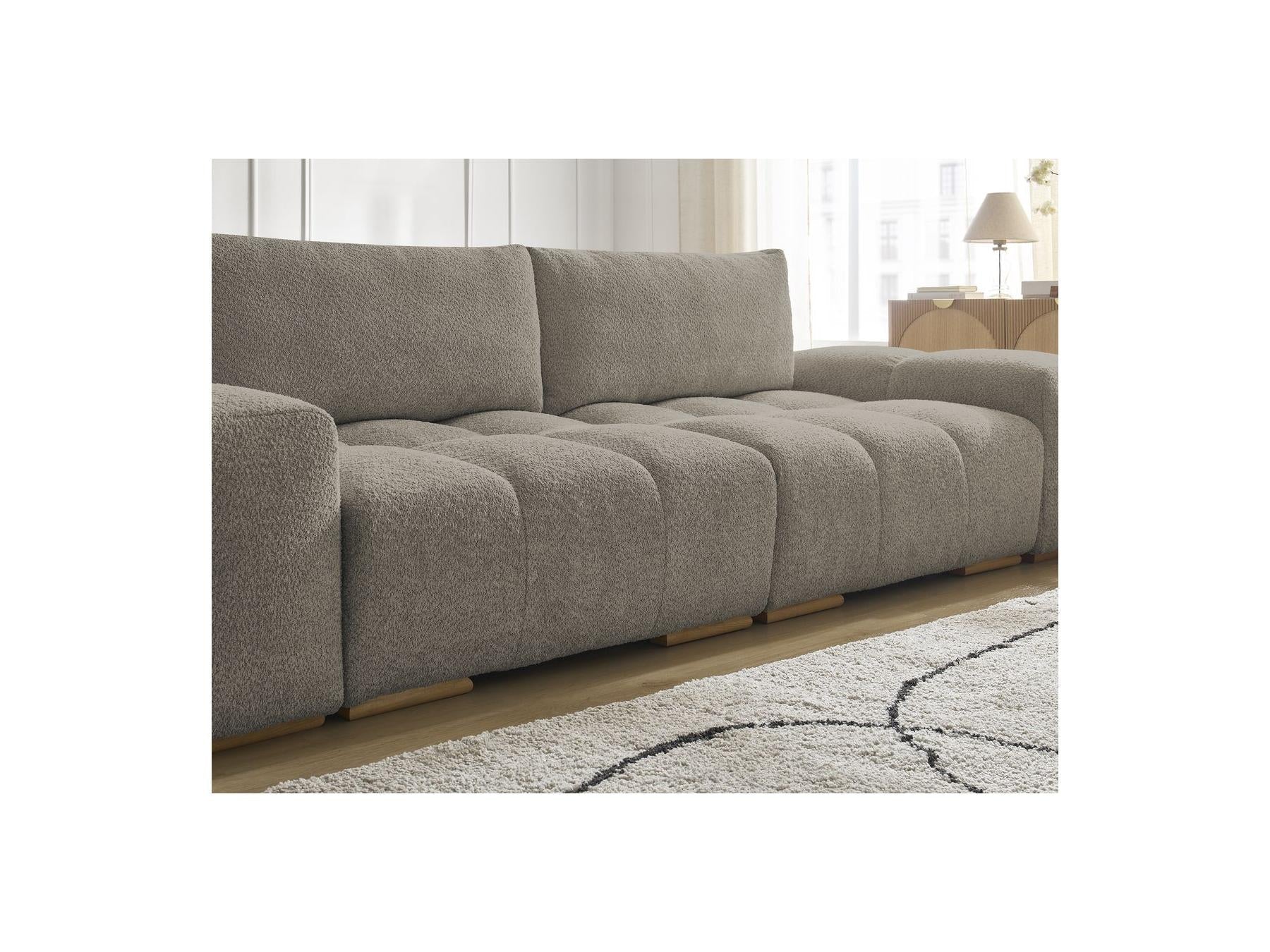 Anakin - Canapé Droit Fixe 3 Places - Tissu Bouclette - 2 Coussins