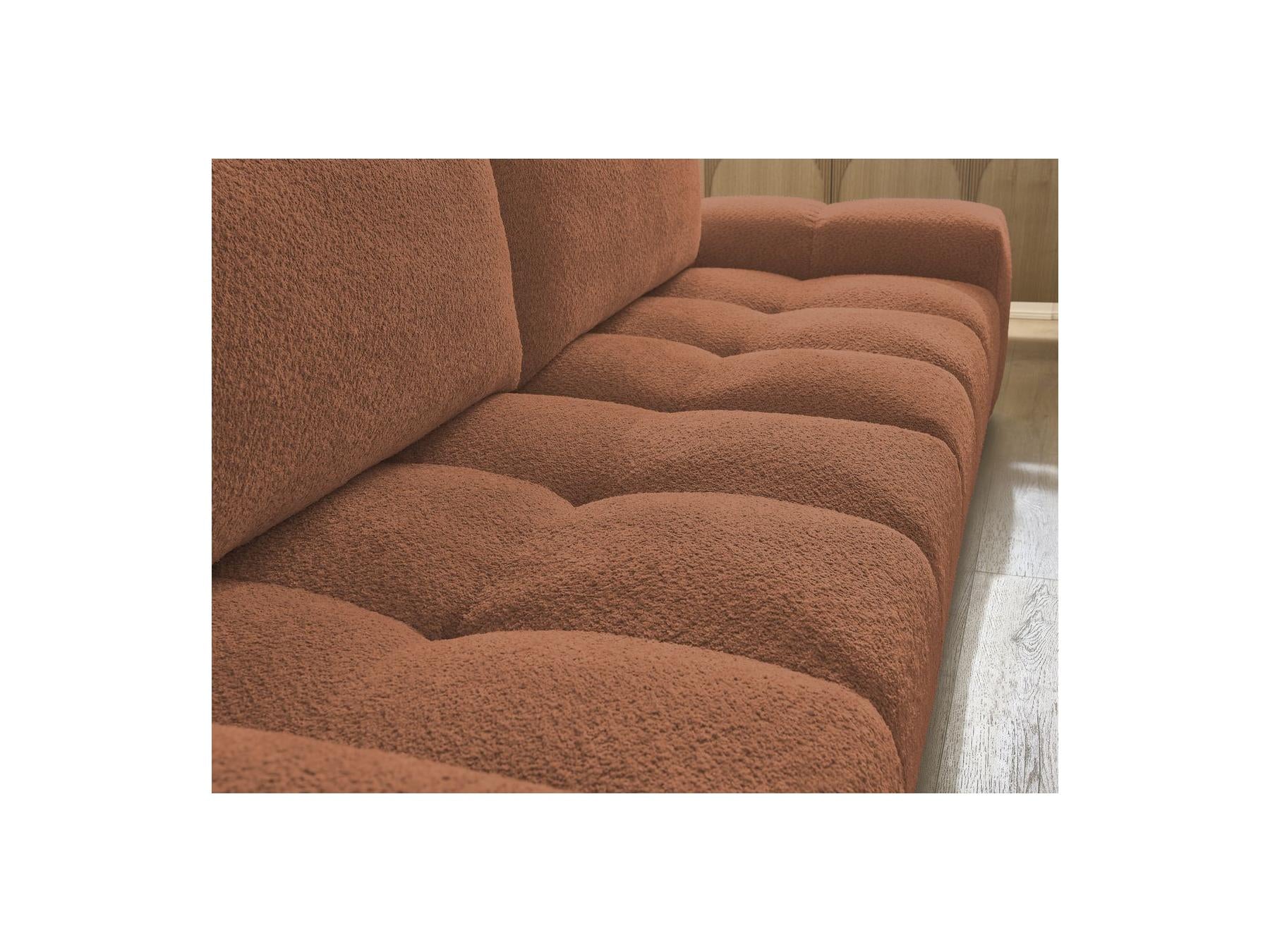 Anakin - Canapé Droit Fixe 3 Places - Tissu Bouclette - 2 Coussins