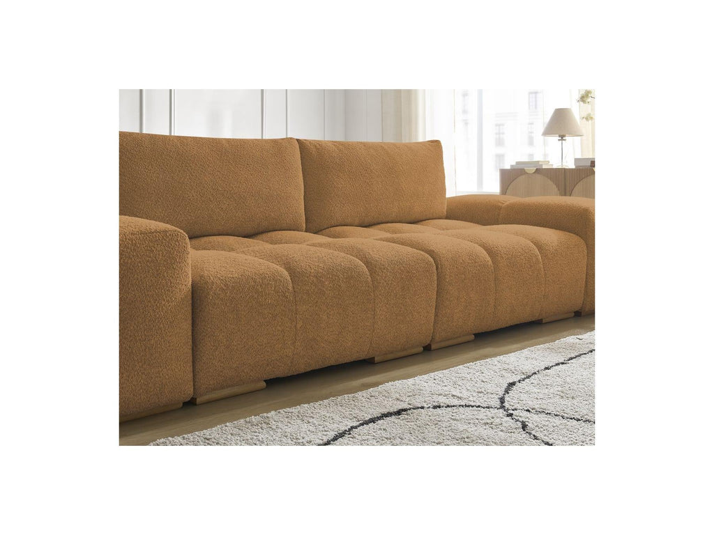 Anakin - Canapé Droit Fixe 3 Places - Tissu Bouclette - 2 Coussins