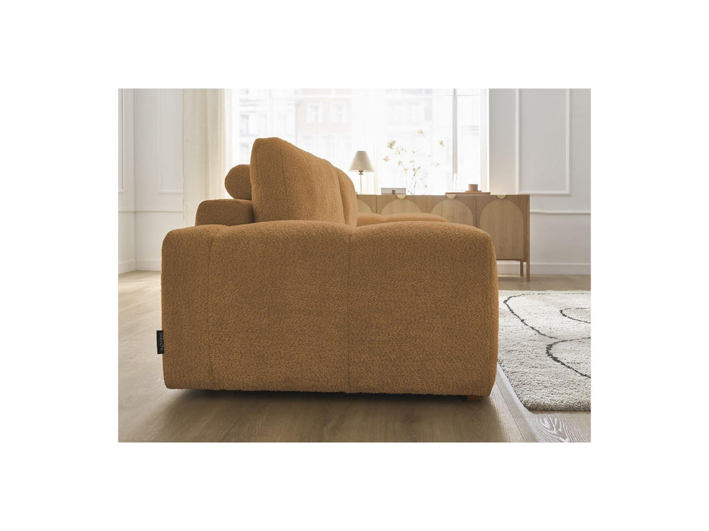 Anakin - Canapé Droit Fixe 3 Places - Tissu Bouclette - 2 Coussins