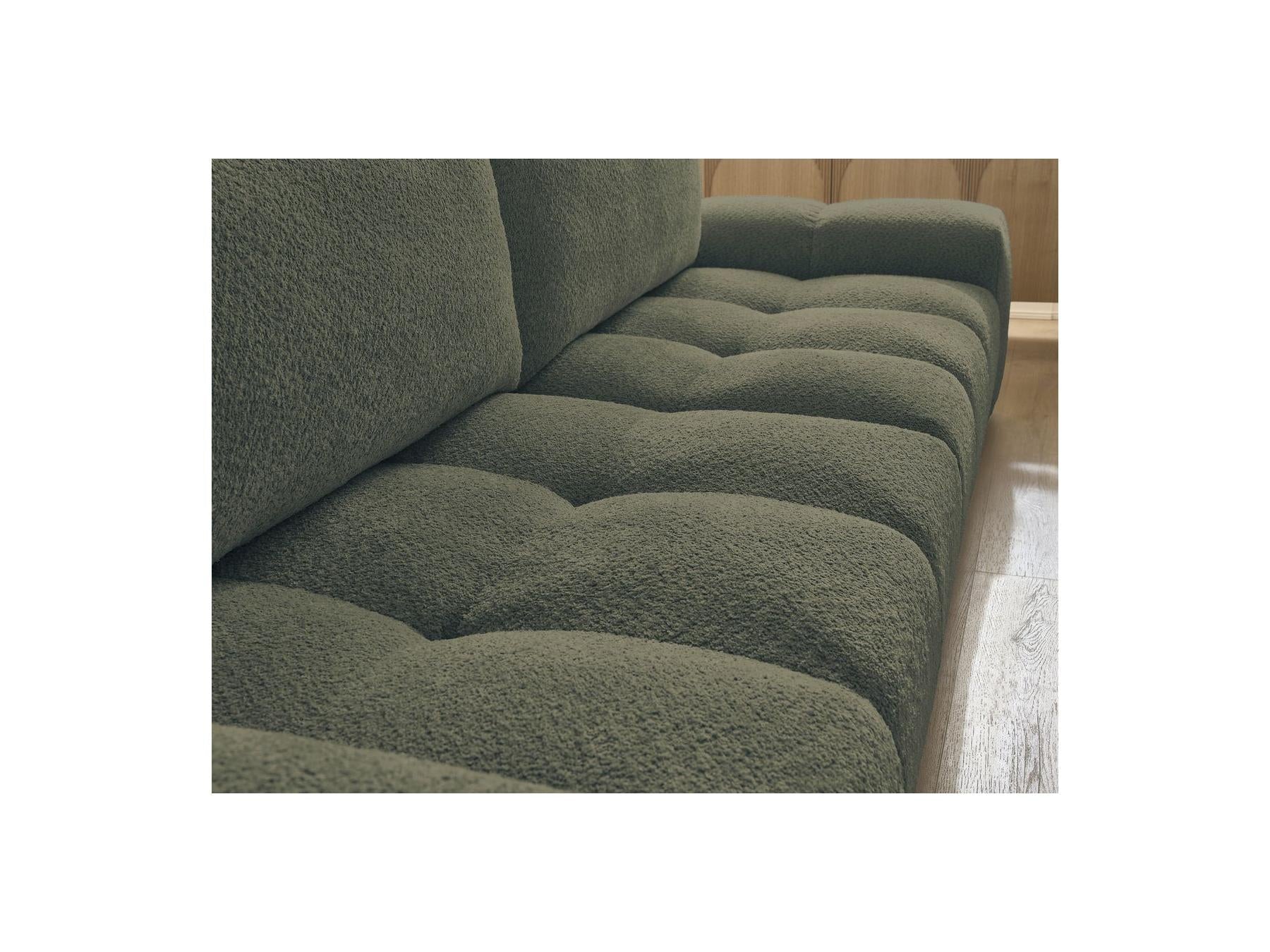 Anakin - Canapé Droit Fixe 3 Places - Tissu Bouclette - 2 Coussins