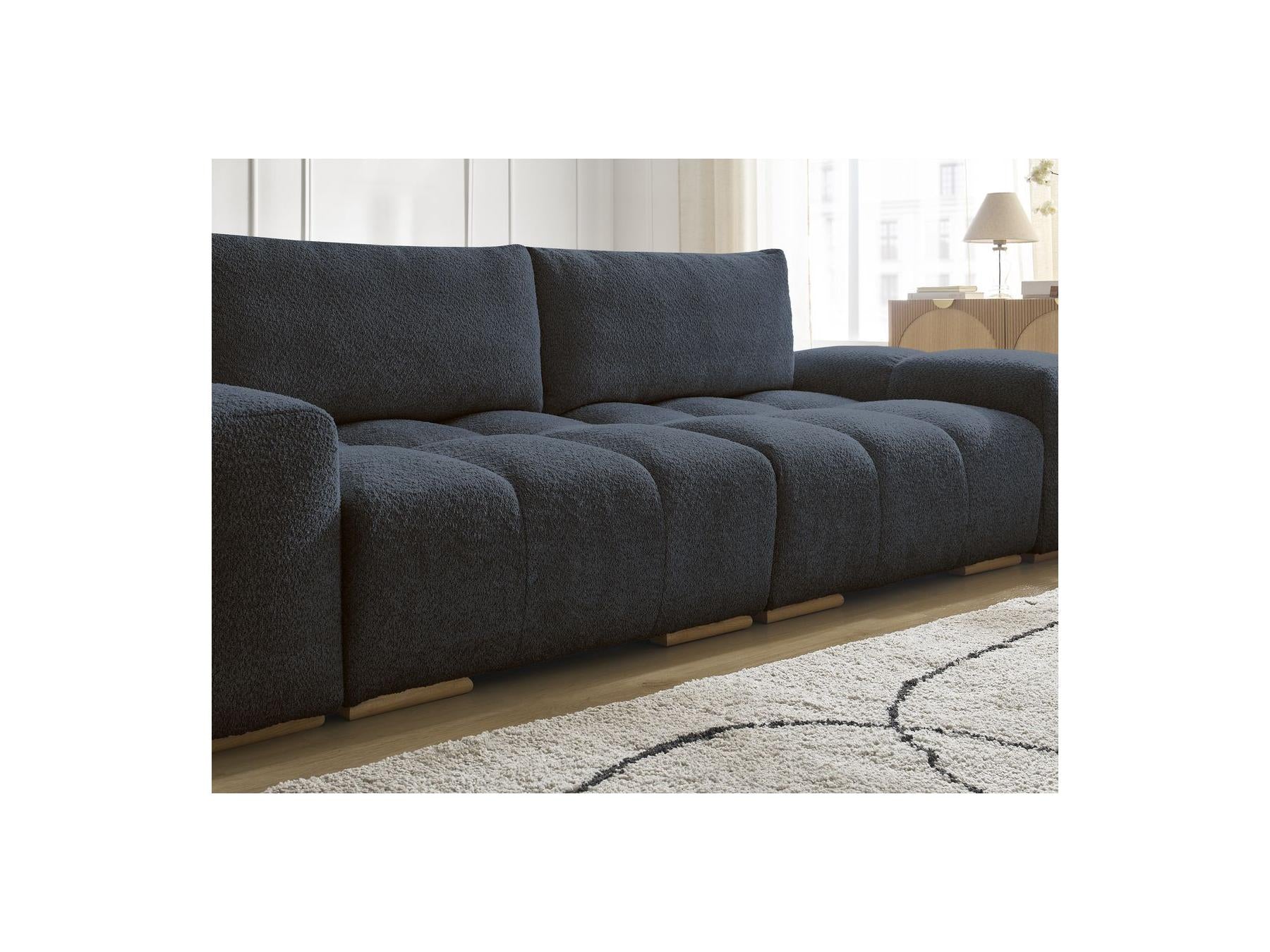 Anakin - Canapé Droit Fixe 3 Places - Tissu Bouclette - 2 Coussins