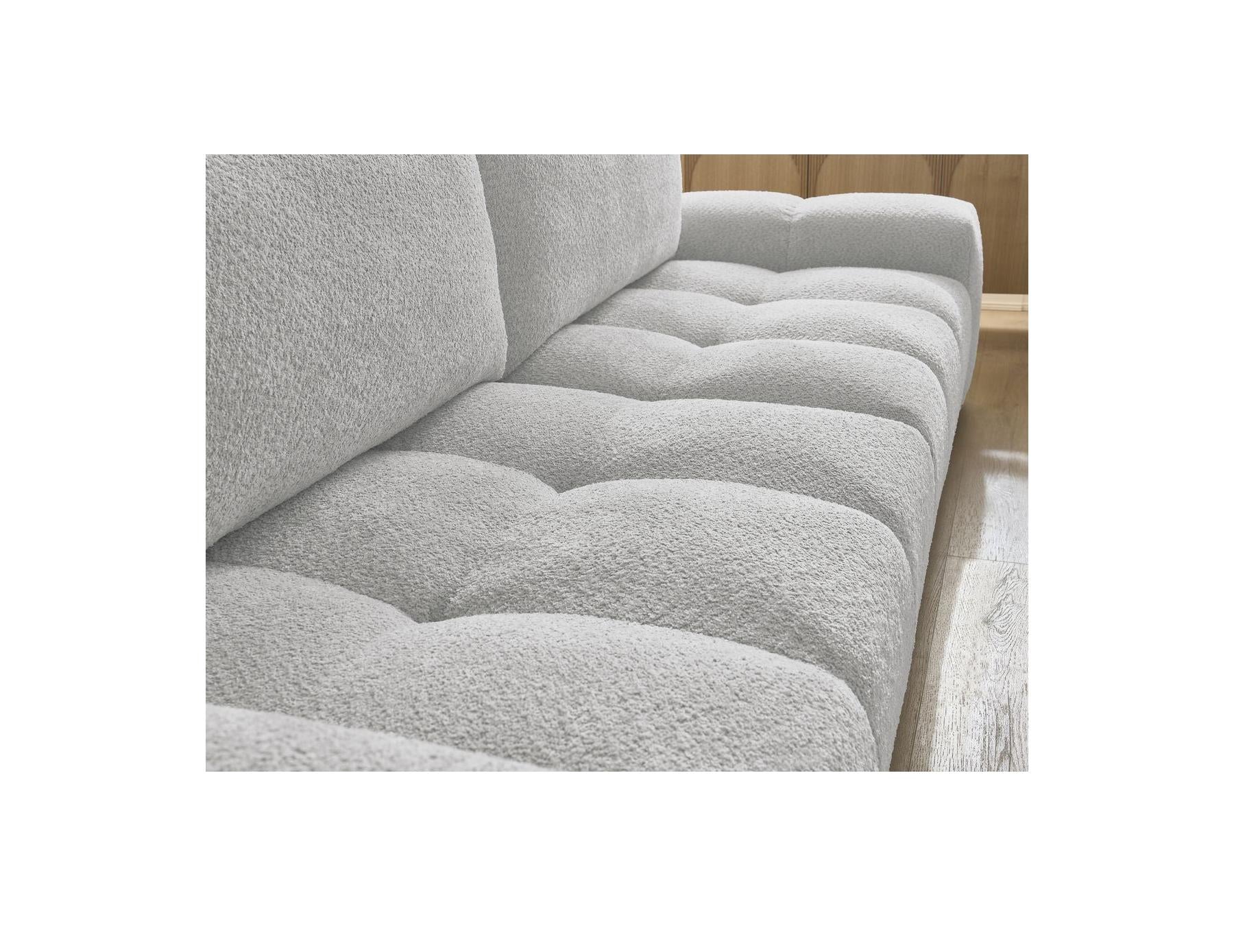 Anakin - Canapé Droit Fixe 3 Places - Tissu Bouclette - 2 Coussins