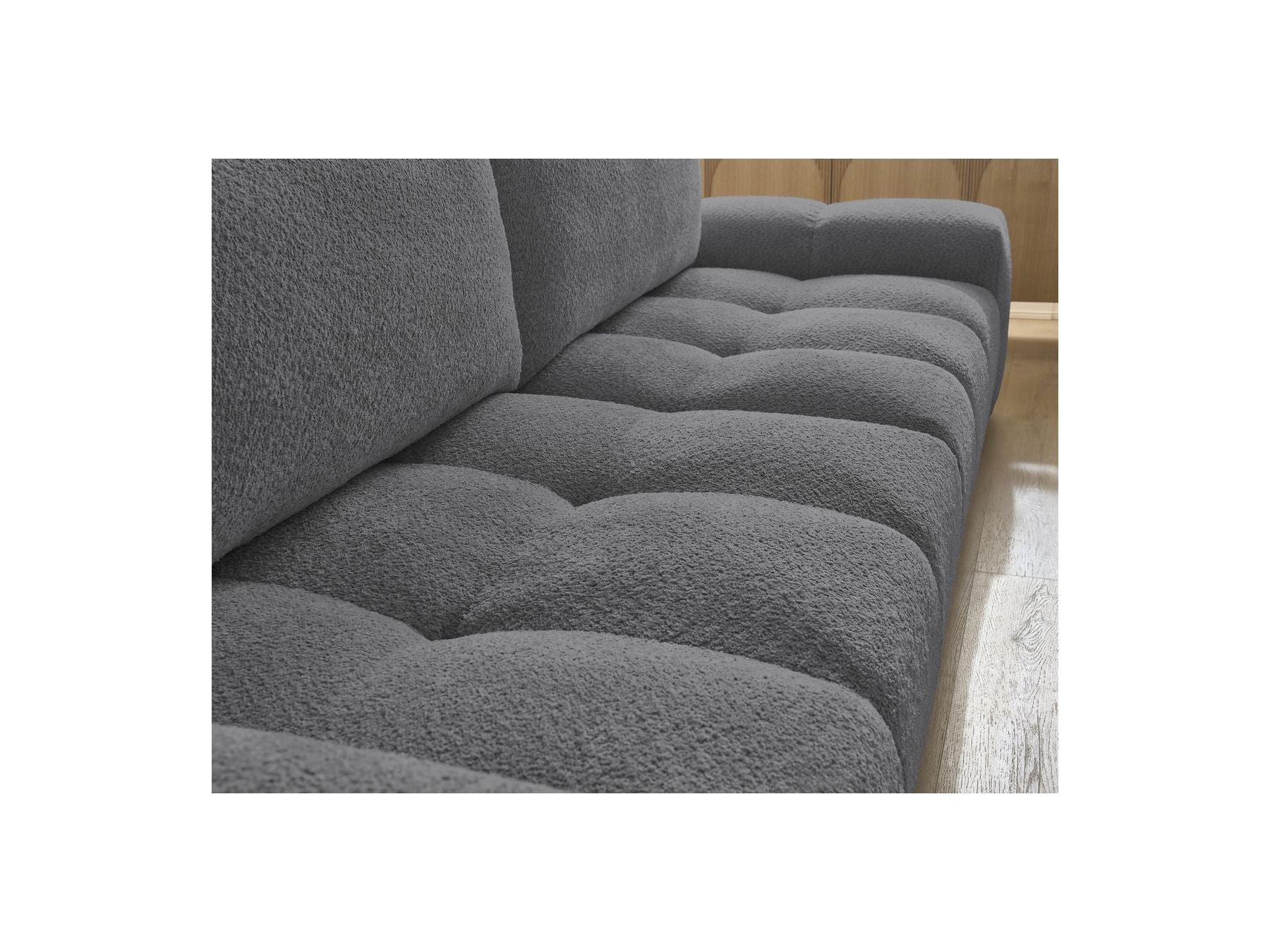 Anakin - Canapé Droit Fixe 3 Places - Tissu Bouclette - 2 Coussins
