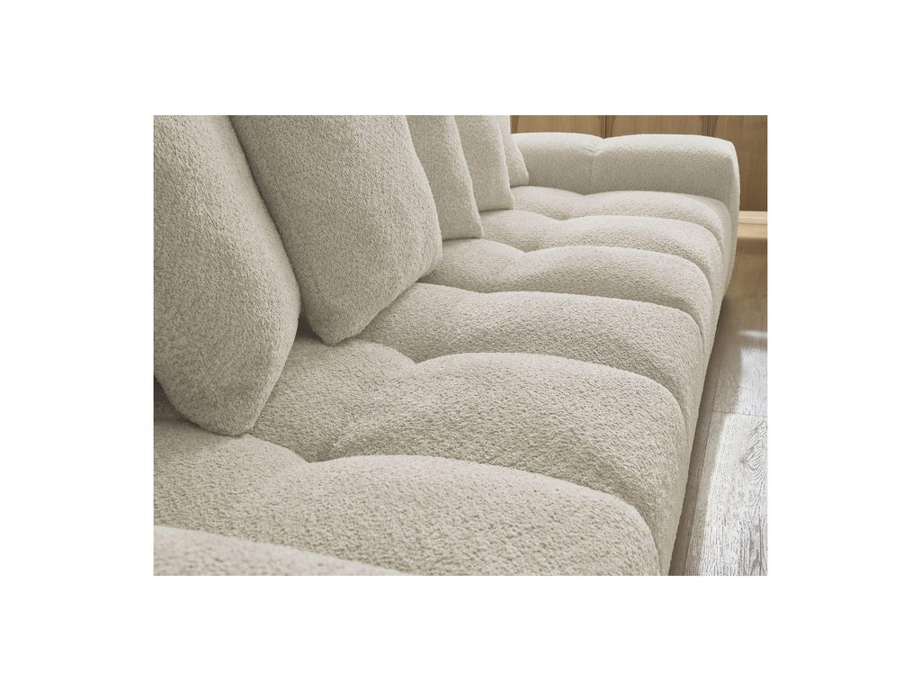 Anakin - Canapé Droit Fixe 3 Places - Tissu Bouclette - 6 Coussins