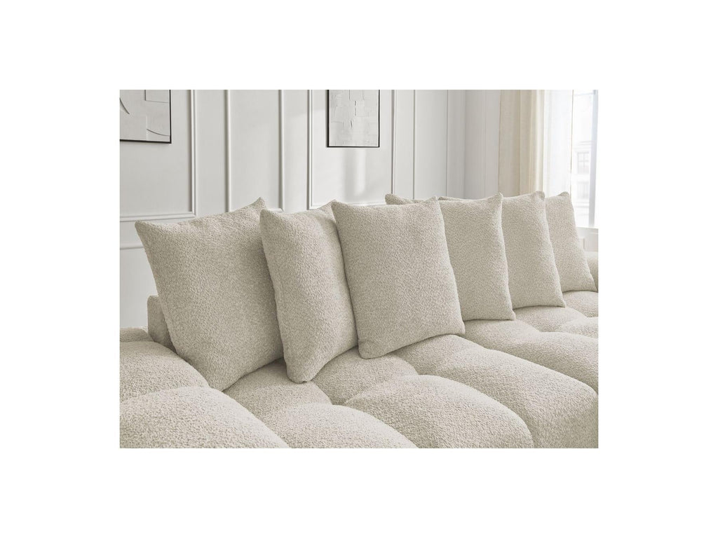 Anakin - Canapé Droit Fixe 3 Places - Tissu Bouclette - 6 Coussins