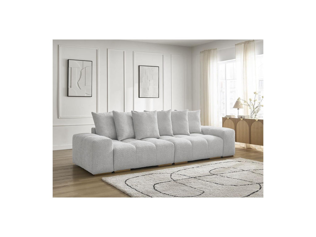 Anakin - Canapé Droit Fixe 3 Places - Tissu Bouclette - 6 Coussins