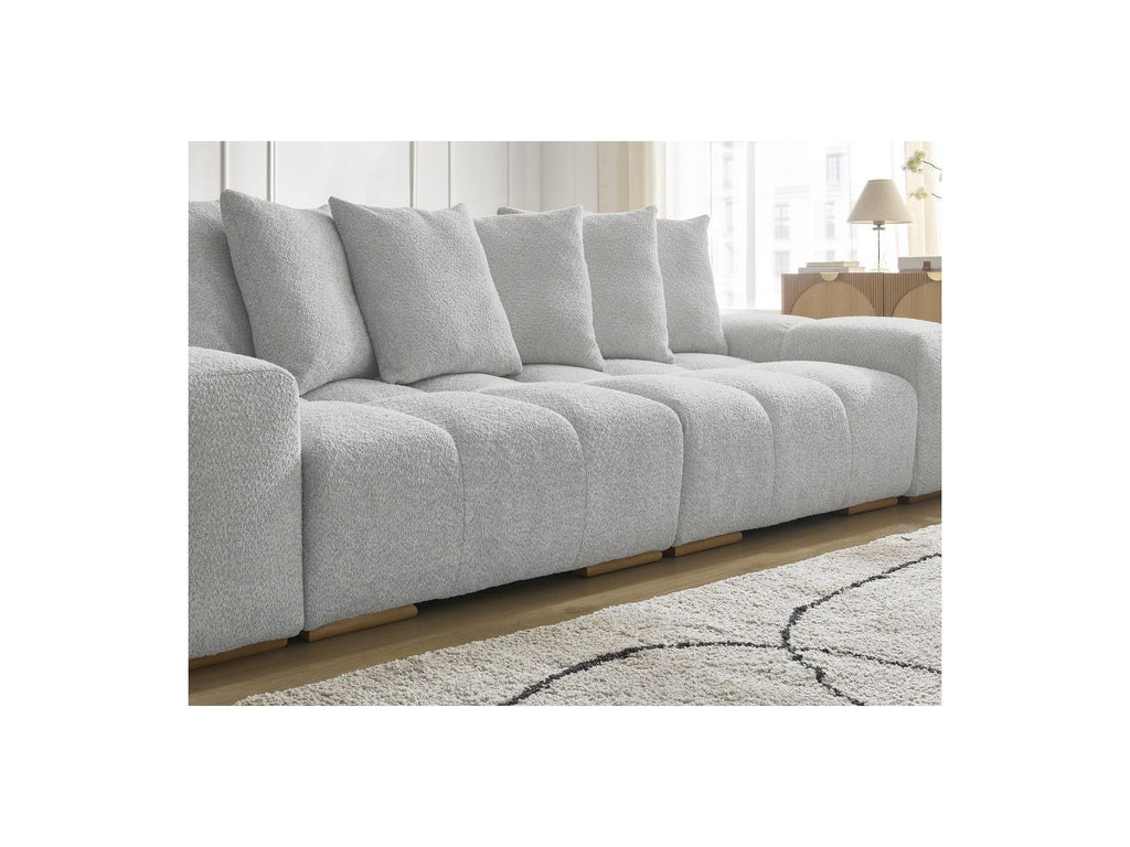 Anakin - Canapé Droit Fixe 3 Places - Tissu Bouclette - 6 Coussins