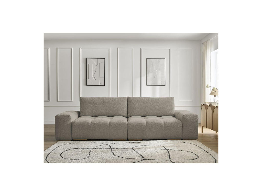 Anakin - Canapé Droit Convertible Coffre - Tissu Bouclette - 2 Coussins