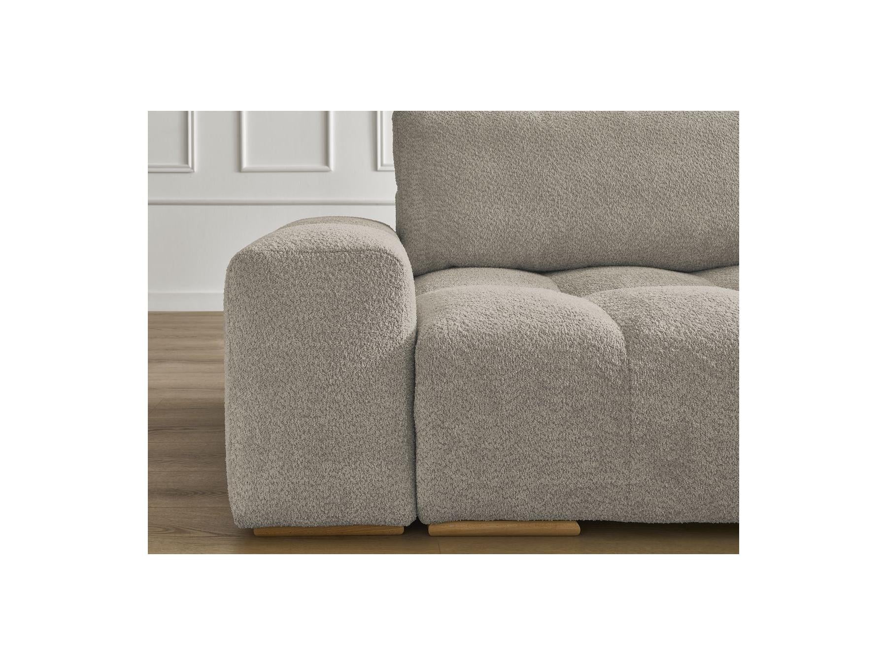 Anakin - Canapé Droit Convertible Coffre - Tissu Bouclette - 2 Coussins
