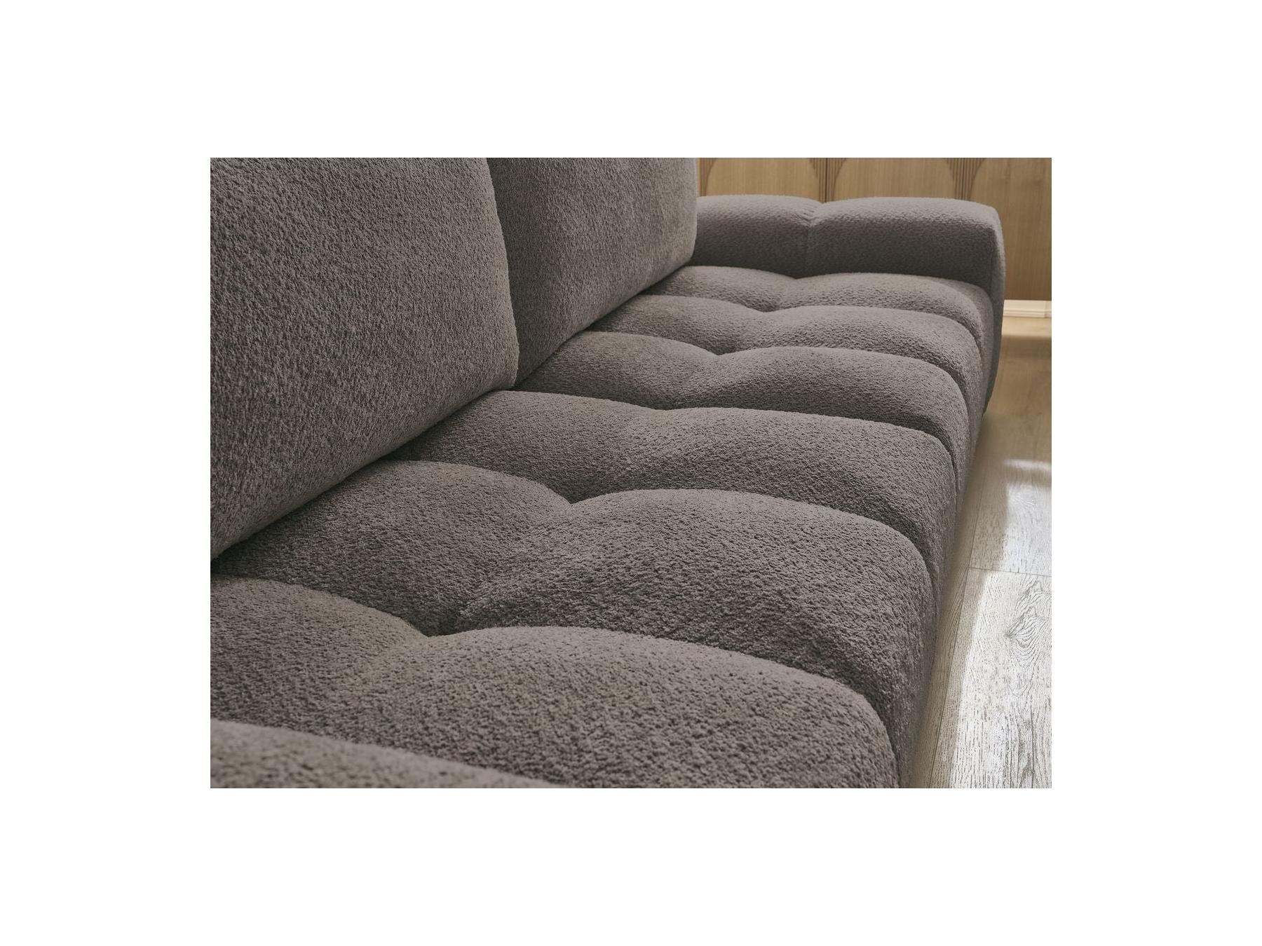 Anakin - Canapé Droit Convertible Coffre - Tissu Bouclette - 2 Coussins
