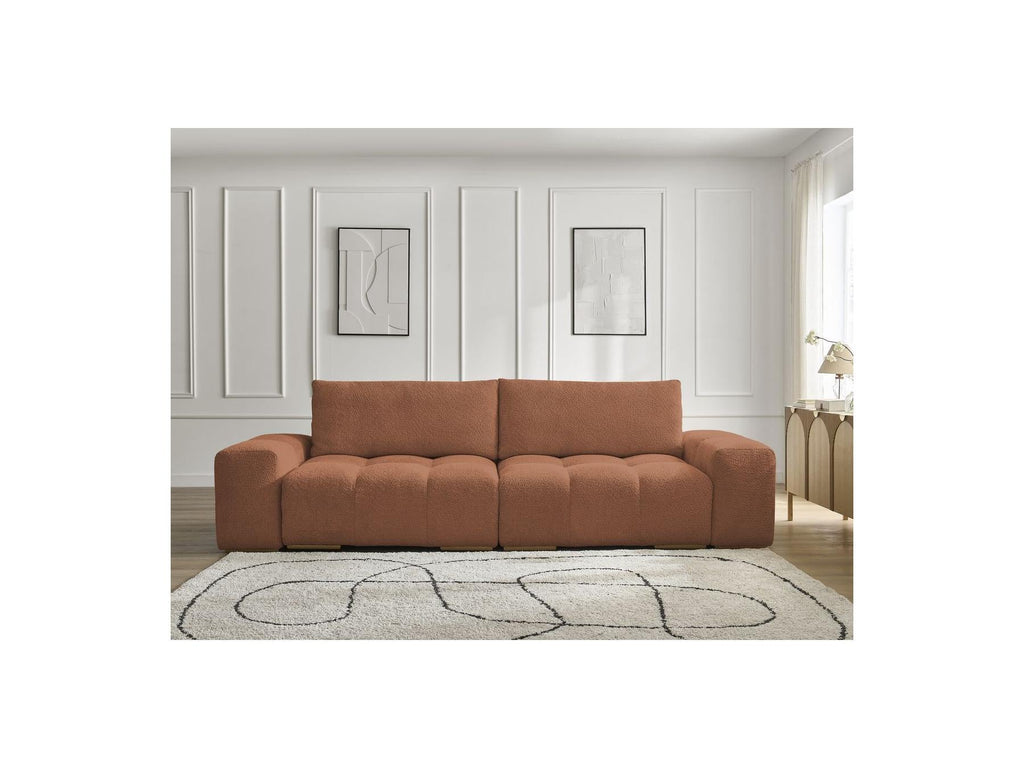 Anakin - Canapé Droit Convertible Coffre - Tissu Bouclette - 2 Coussins