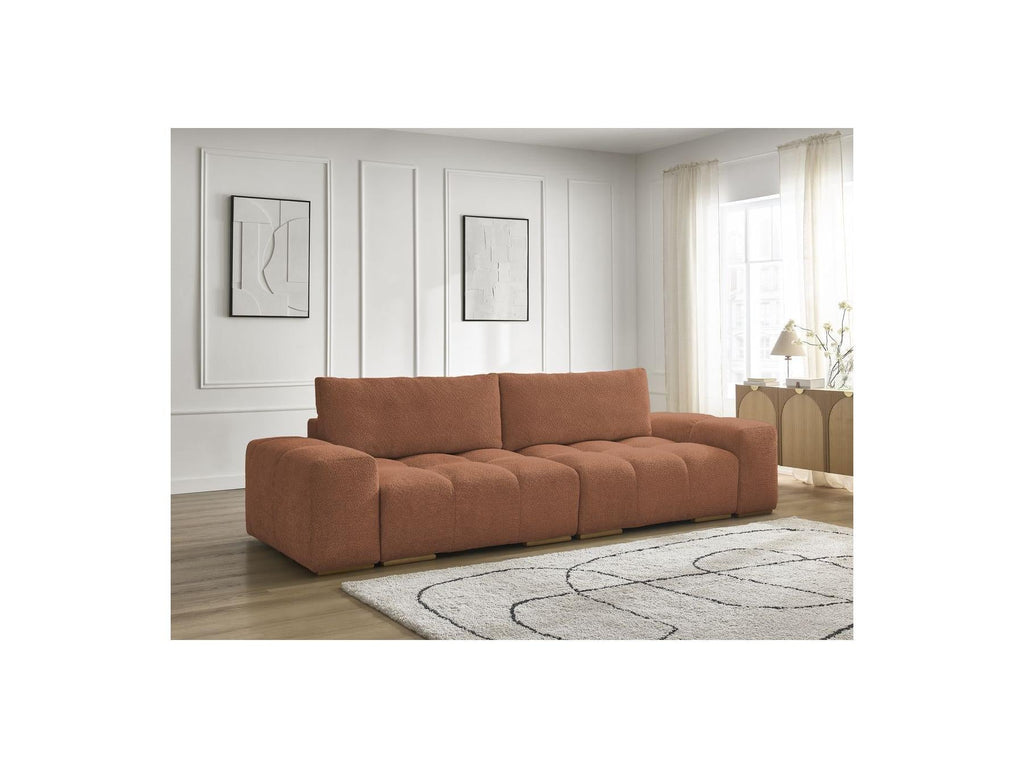 Anakin - Canapé Droit Convertible Coffre - Tissu Bouclette - 2 Coussins