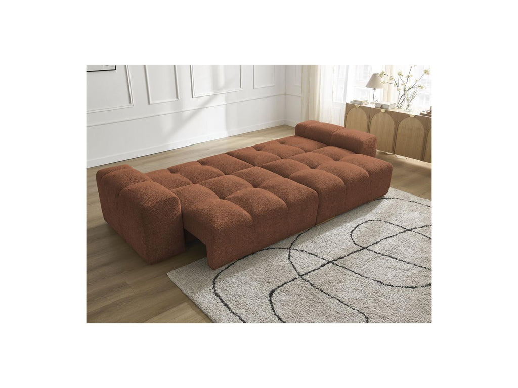 Anakin - Canapé Droit Convertible Coffre - Tissu Bouclette - 2 Coussins