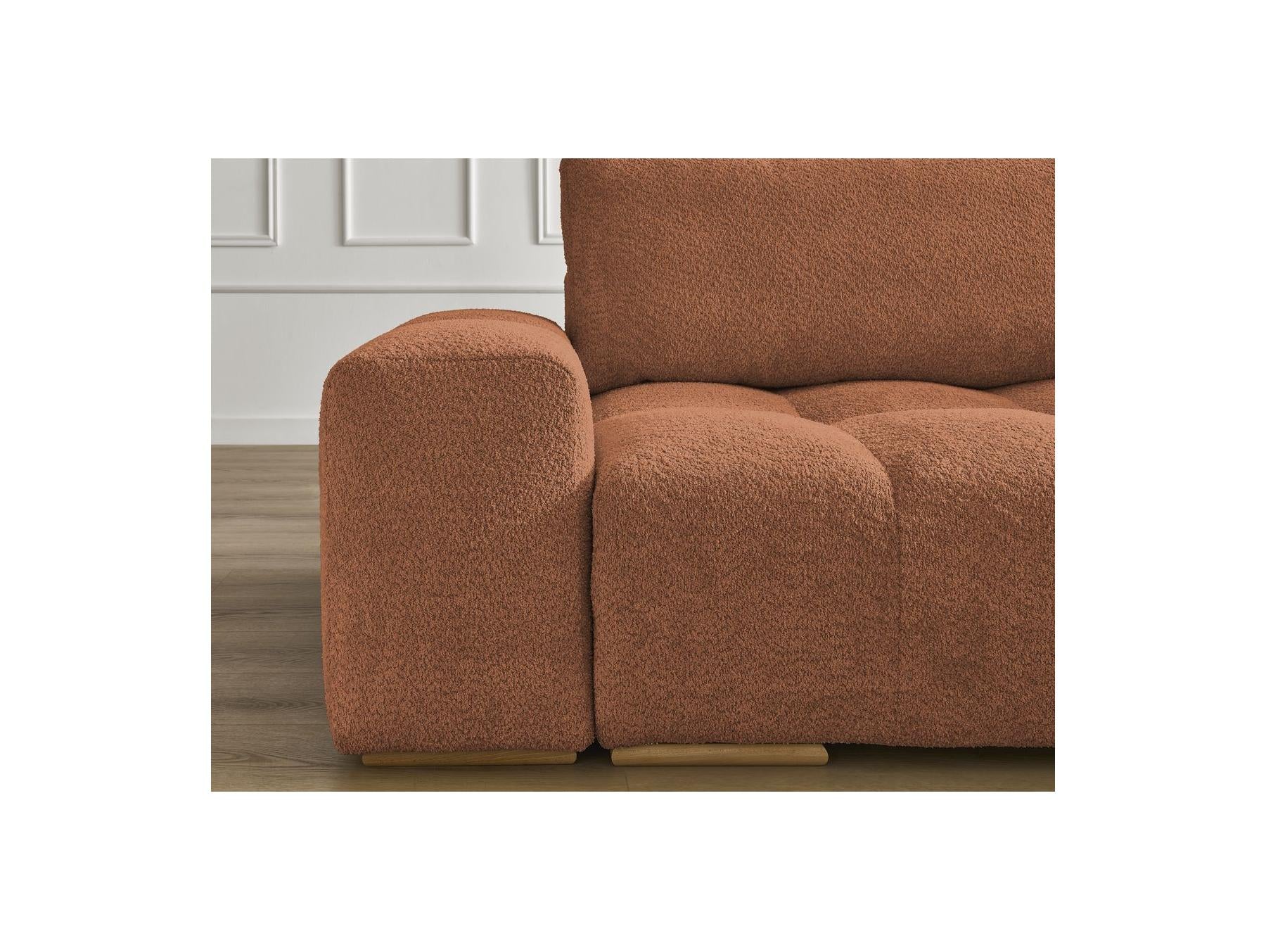 Anakin - Canapé Droit Convertible Coffre - Tissu Bouclette - 2 Coussins