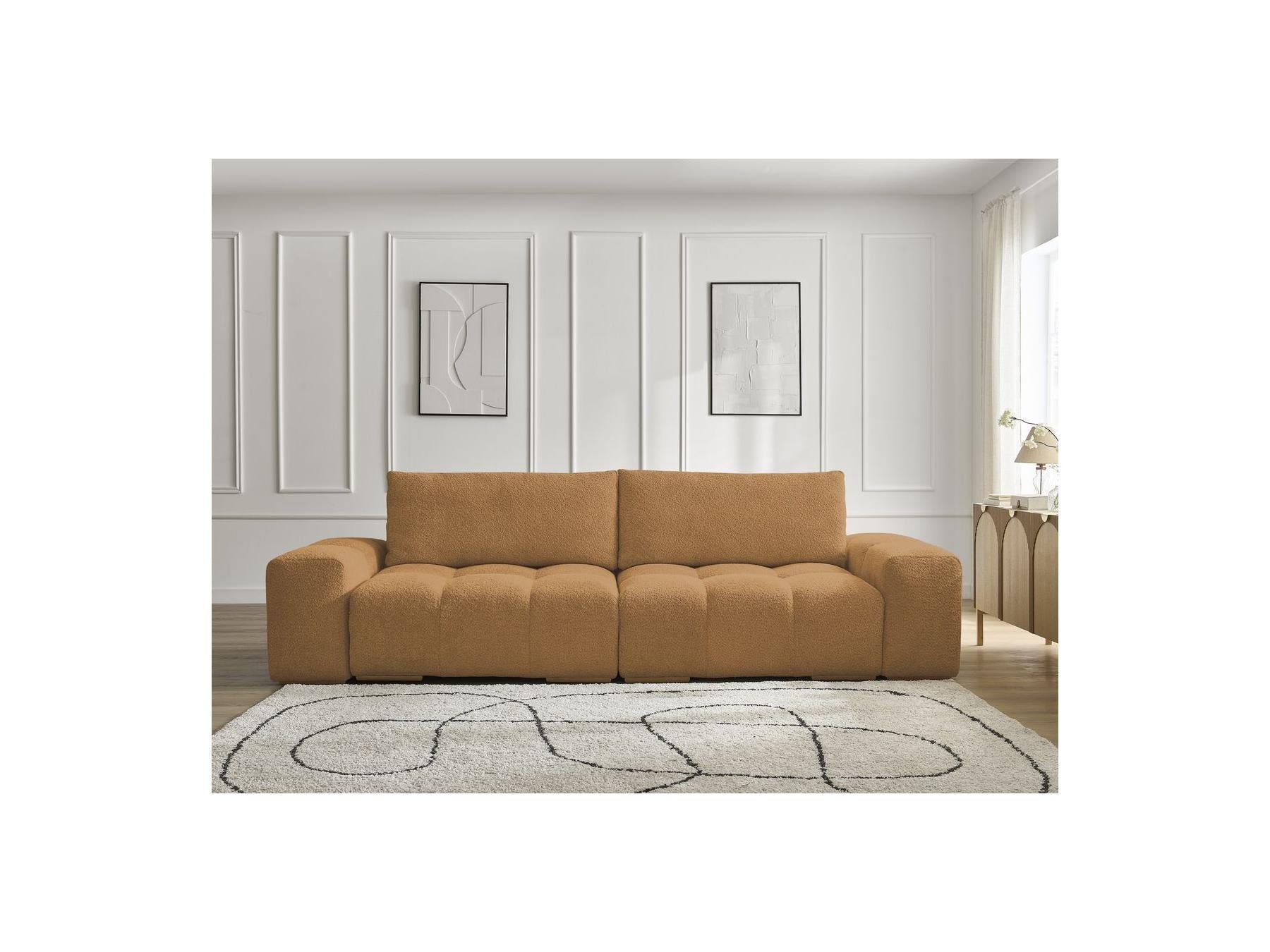 Anakin - Canapé Droit Convertible Coffre - Tissu Bouclette - 2 Coussins