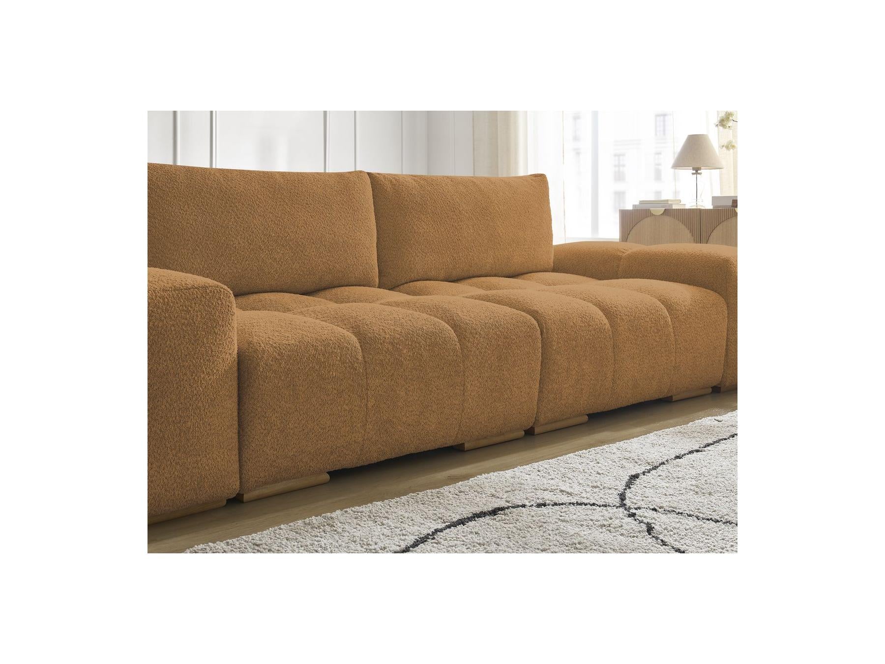 Anakin - Canapé Droit Convertible Coffre - Tissu Bouclette - 2 Coussins