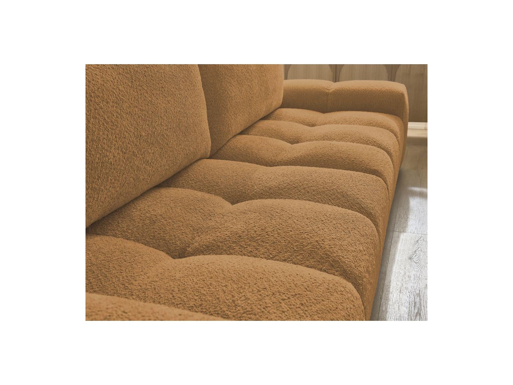 Anakin - Canapé Droit Convertible Coffre - Tissu Bouclette - 2 Coussins