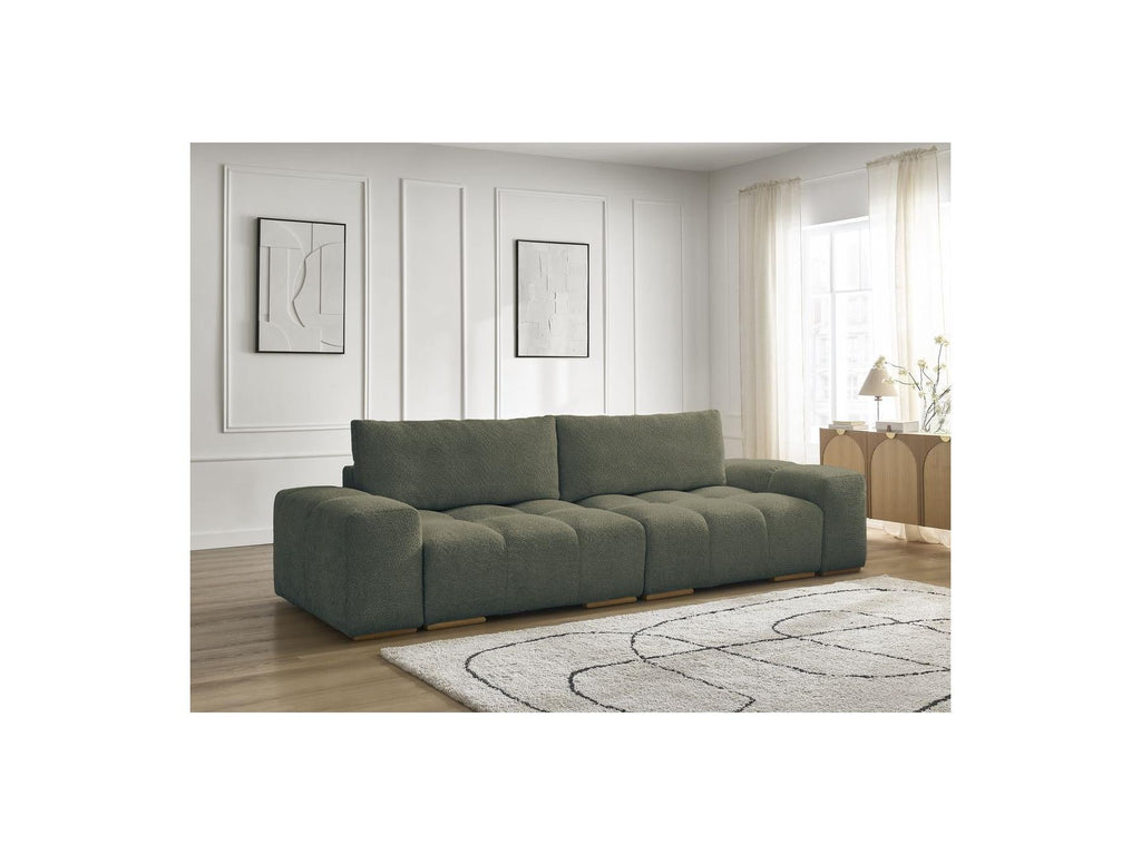 Anakin - Canapé Droit Convertible Coffre - Tissu Bouclette - 2 Coussins