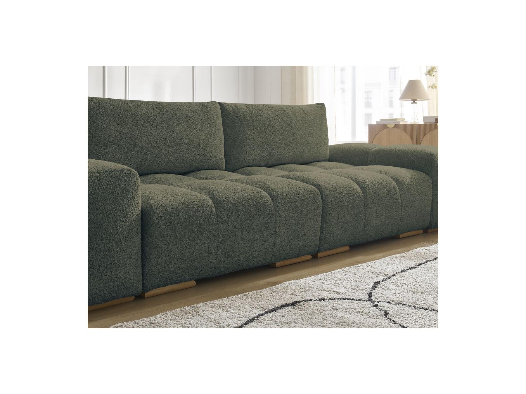 Anakin - Canapé Droit Convertible Coffre - Tissu Bouclette - 2 Coussins