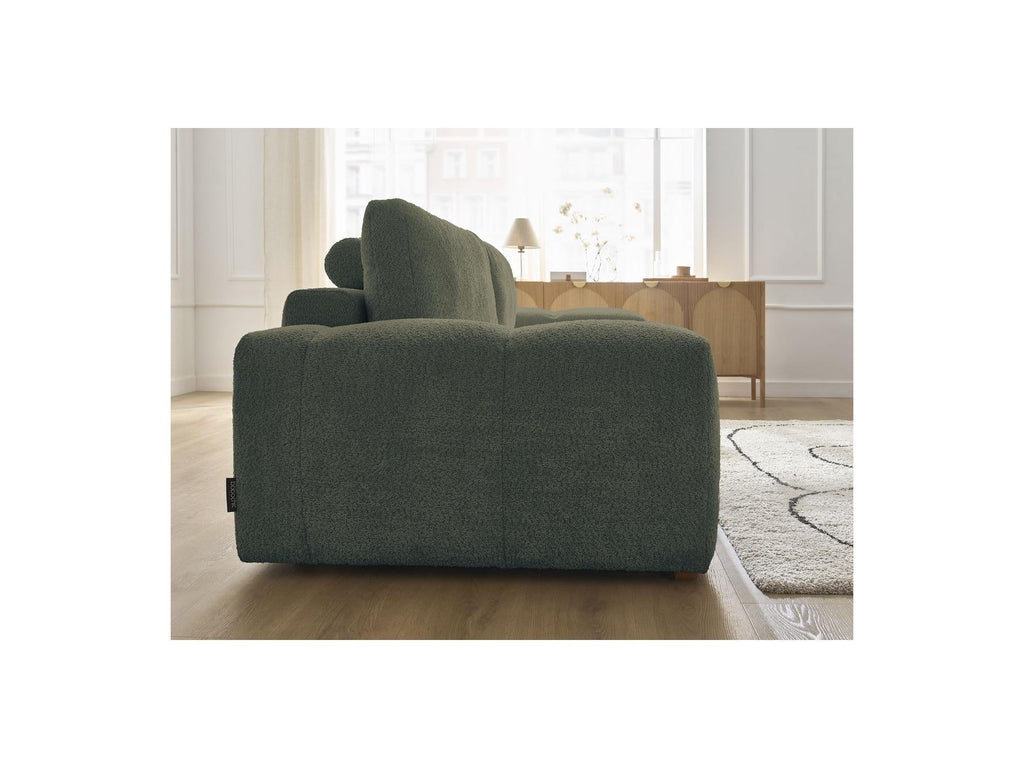 Anakin - Canapé Droit Convertible Coffre - Tissu Bouclette - 2 Coussins
