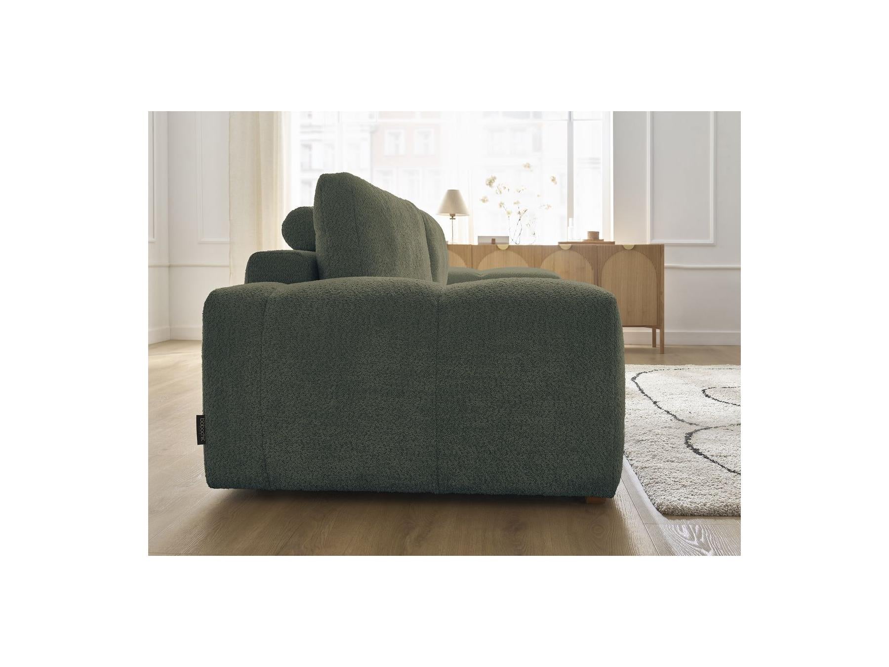 Anakin - Canapé Droit Convertible Coffre - Tissu Bouclette - 2 Coussins