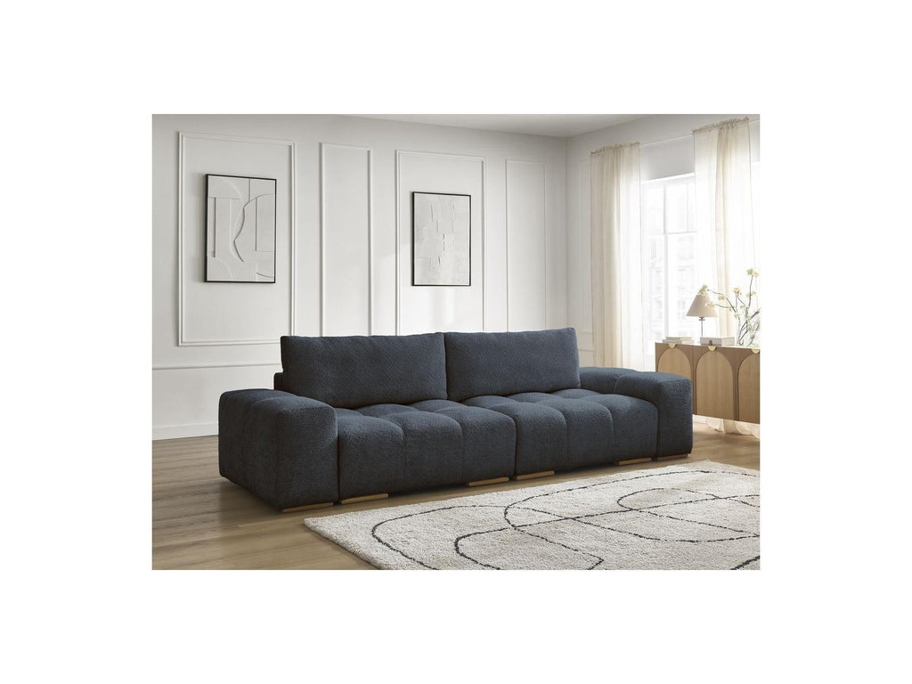 Anakin - Canapé Droit Convertible Coffre - Tissu Bouclette - 2 Coussins