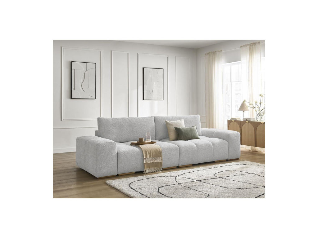 Anakin - Canapé Droit Convertible Coffre - Tissu Bouclette - 2 Coussins