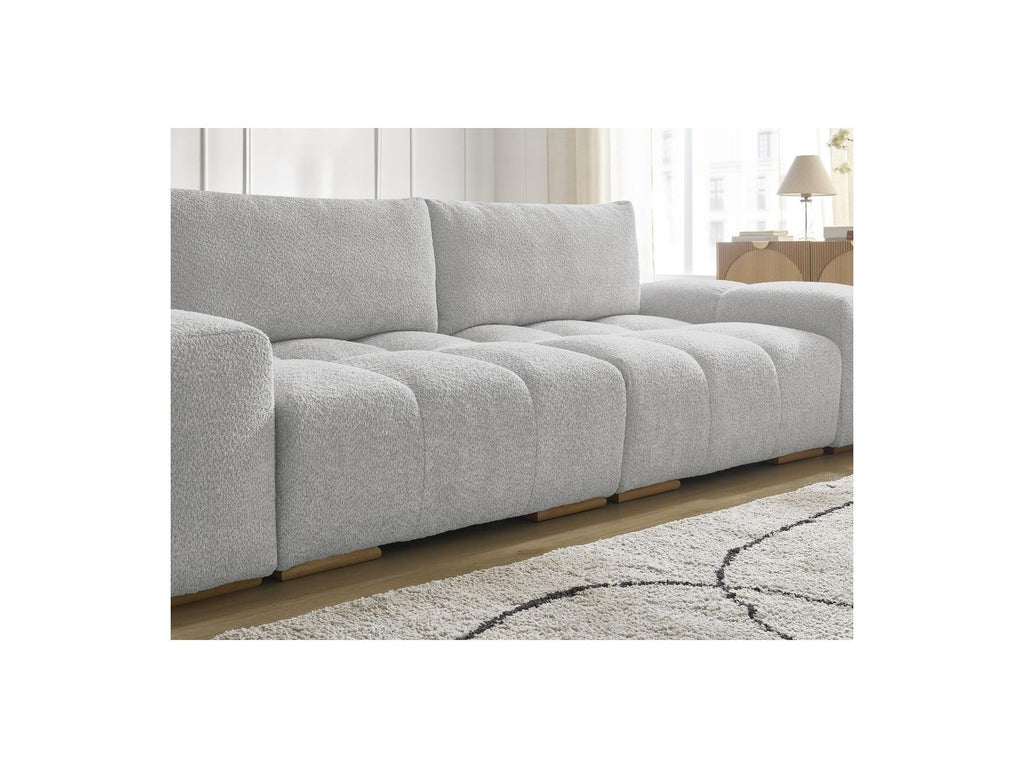 Anakin - Canapé Droit Convertible Coffre - Tissu Bouclette - 2 Coussins