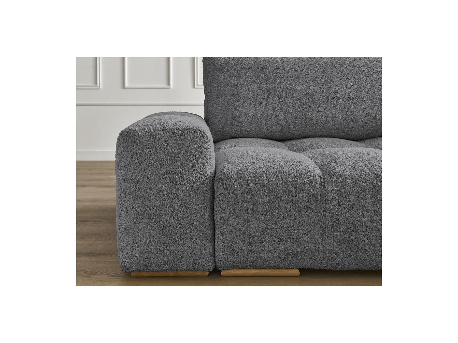 Anakin - Canapé Droit Convertible Coffre - Tissu Bouclette - 2 Coussins