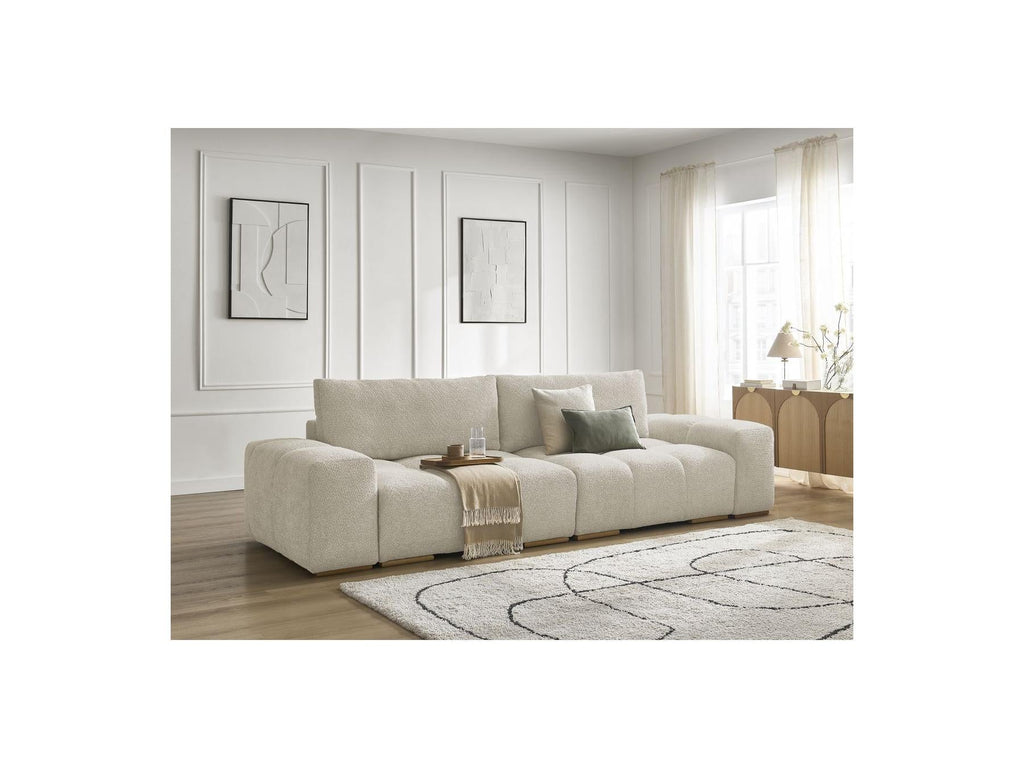 Anakin - Canapé Droit Convertible Coffre - Tissu Bouclette - 2 Coussins