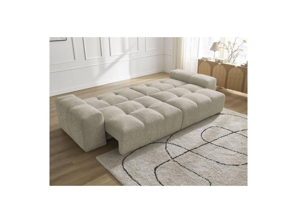 Anakin - Canapé Droit Convertible Coffre - Tissu Bouclette - 2 Coussins