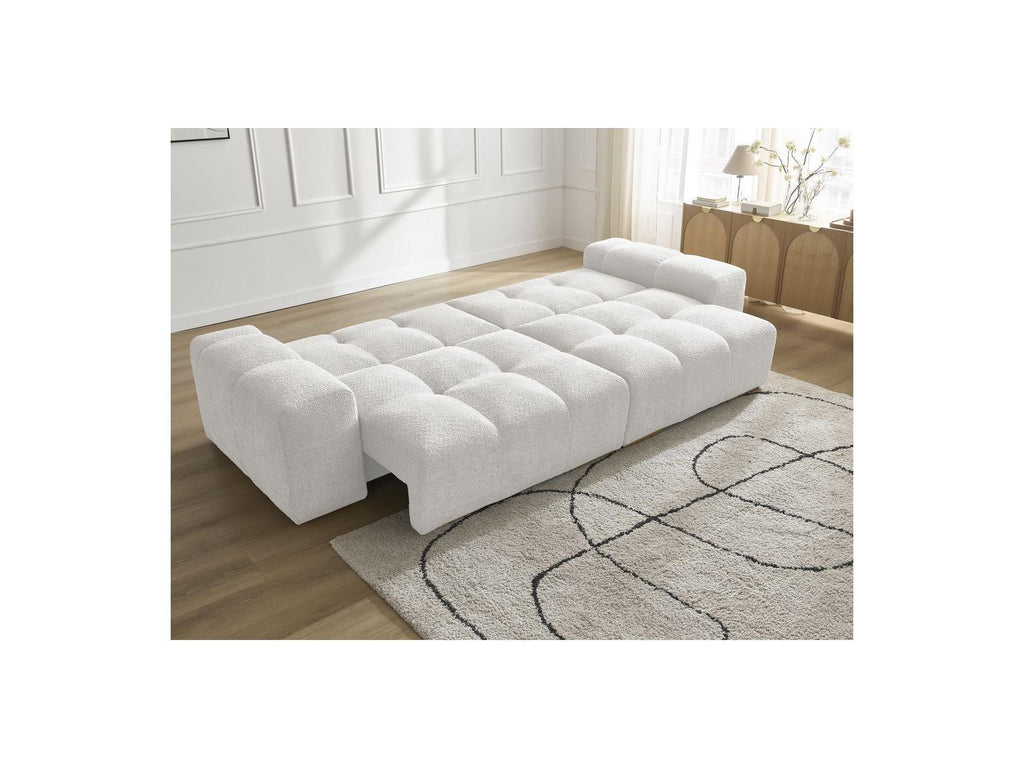 Anakin - Canapé Droit Convertible Coffre - Tissu Bouclette - 2 Coussins