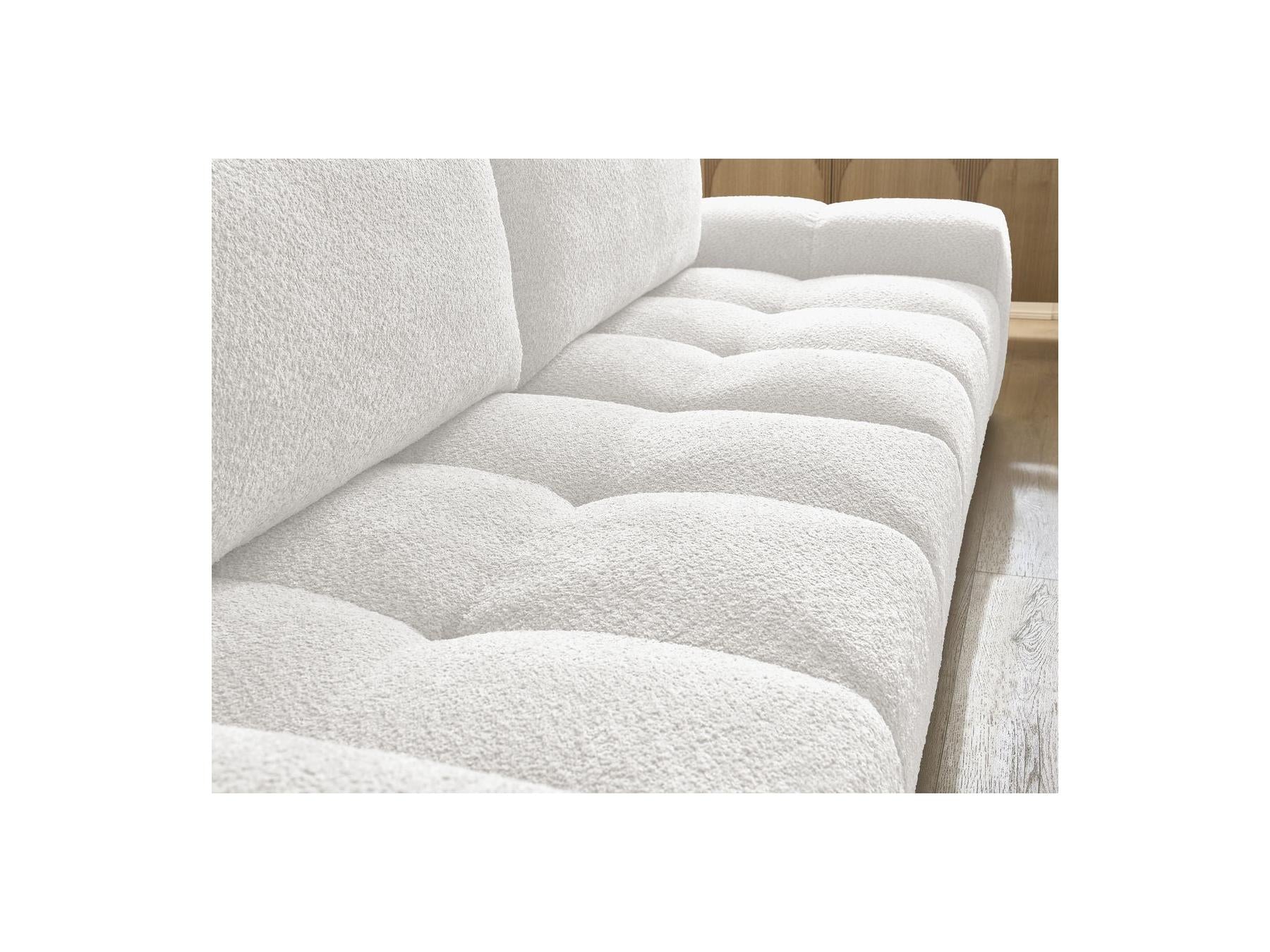 Anakin - Canapé Droit Convertible Coffre - Tissu Bouclette - 2 Coussins