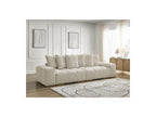 Anakin - Canapé Droit Convertible Coffre - Tissu Bouclette - 6 Coussins